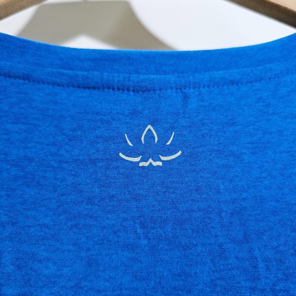 🏷️NWT Beyond Yoga On the Down Low T-Shirt In Azure Blue Heather - Size Small - Picture 9 of 10